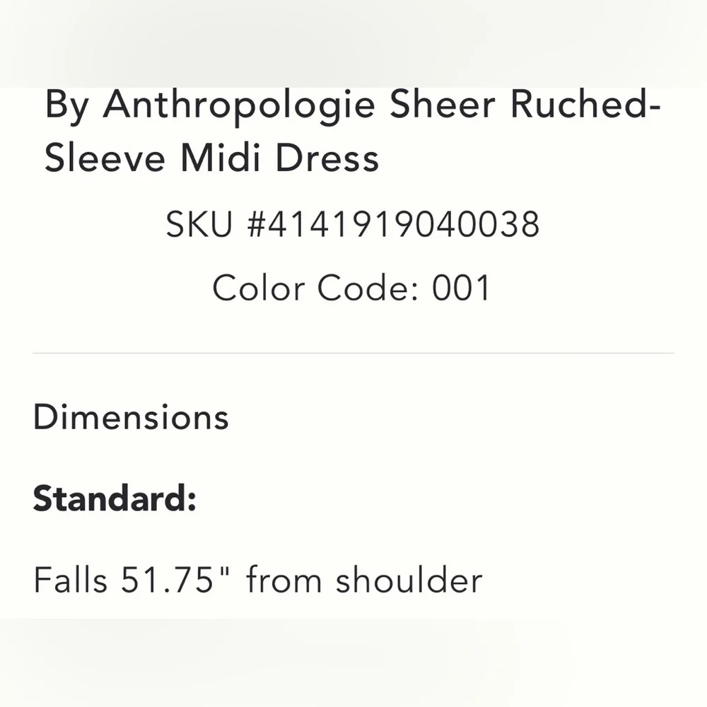 Anthropologie black sheer ruched midi dress - Picture 6 of 7